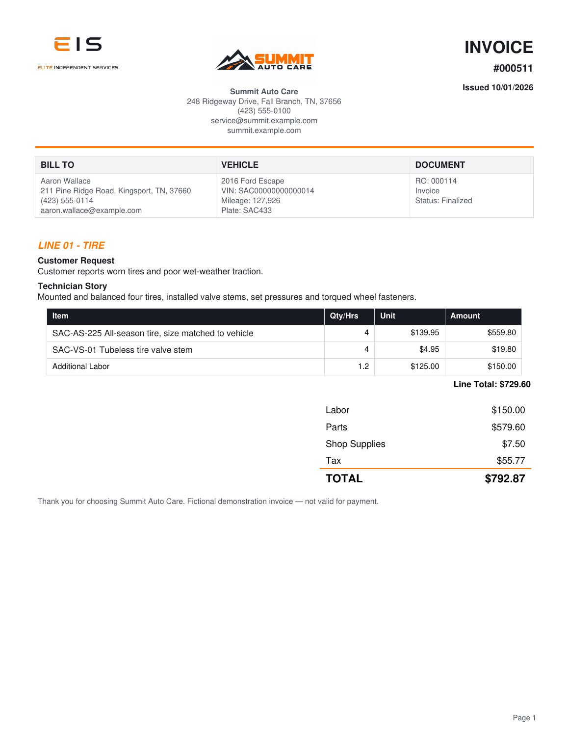 EIS invoice preview
